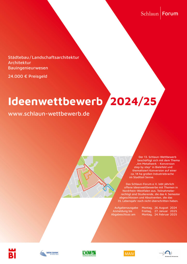 13. Schlaun-Wettbewerb 2024 | 2025 in Bielefeld: "Am Metallwerk – Konversion step by step"
