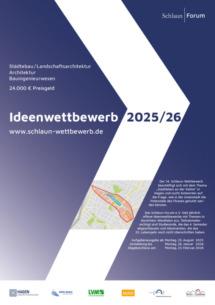 14. Schlaun-Wettbewerb 2025I2026 „Stadtleben an der Volme“